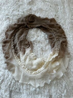 Amiee Lynn Ombre Infinity Scarf Brown Cream Knit Loop Scarf NWT